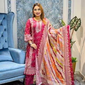 RN112-আনস্টিচ সম্পূর্ণ প্রিমিয়াম কটন ডিজিটাল প্রিন্ট থ্রী পিস