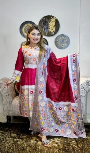 RN121-আনস্টিচ সম্পূর্ণ প্রিমিয়াম কটন ডিজিটাল প্রিন্ট থ্রী পিস